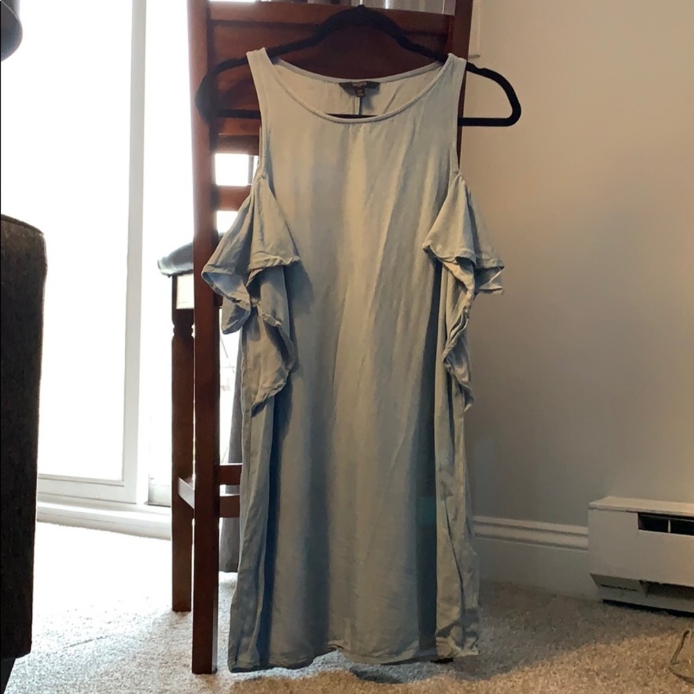 Elegant Blue Cold Shoulder Dress